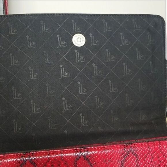 JL Womens Red & Black Snakeskin Embosse‎ Medium Crossbody Bag - New - Picture 10 of 12